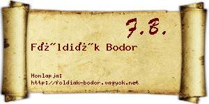 Földiák Bodor névjegykártya